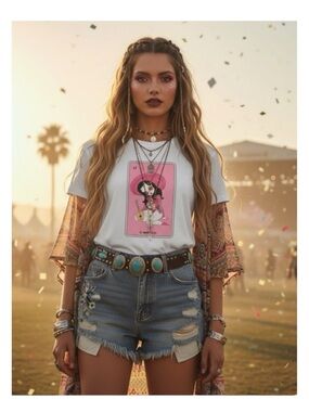 Deadstock: new Valfre ♫ Loteria El Mariachi Short Sleeve T Shirt ♫ White ♫ Small